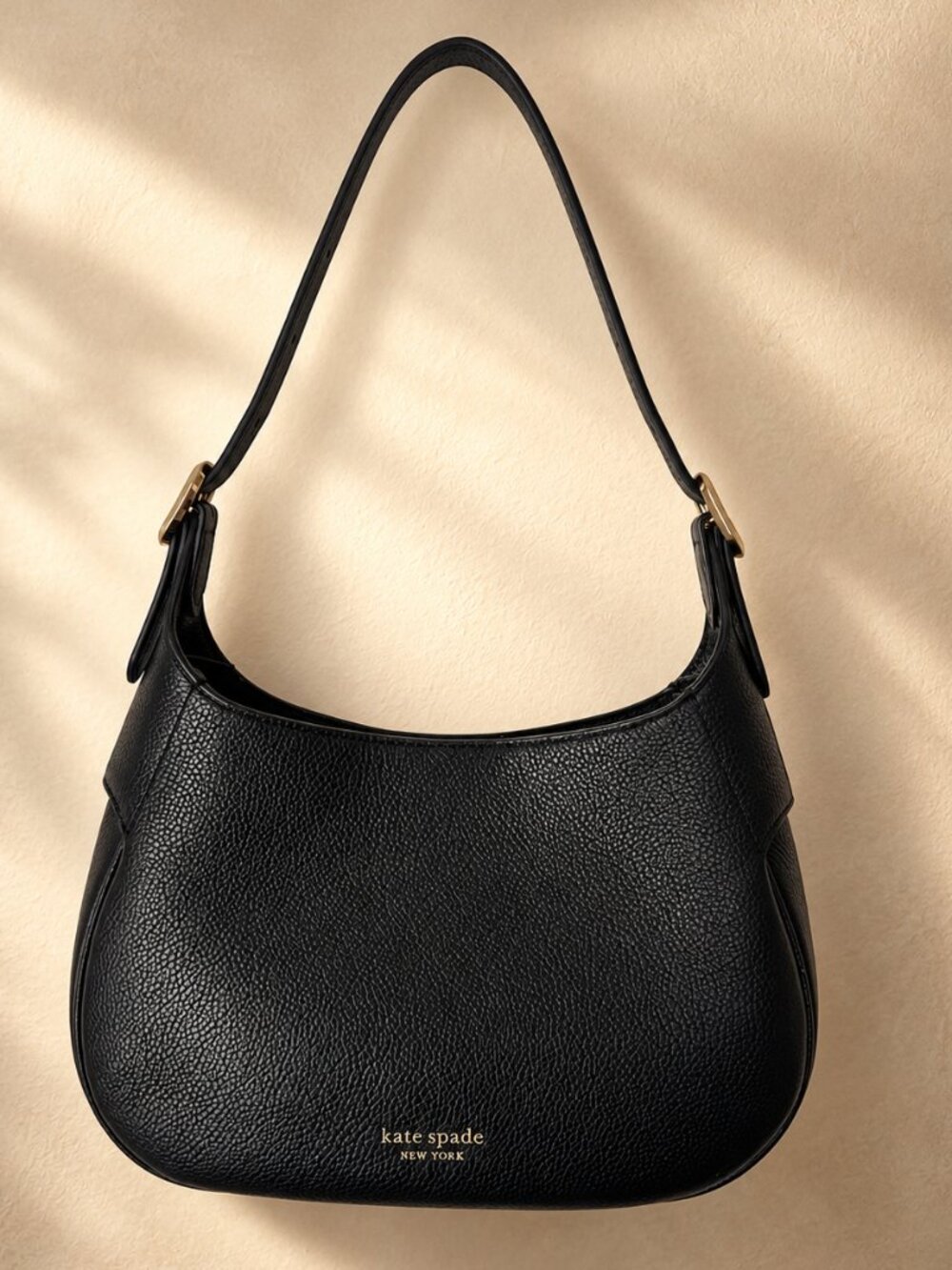 Kate Spade New York Penny Small Hobo Bag Black Pebbled Leather + Dust Bag